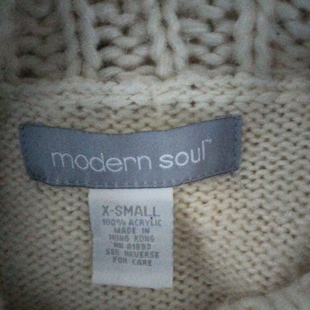 Modern Soul Sweater Women's XS Cowl Neck Long Sleeve Ivory Mixed textures - Picture 6 of 7